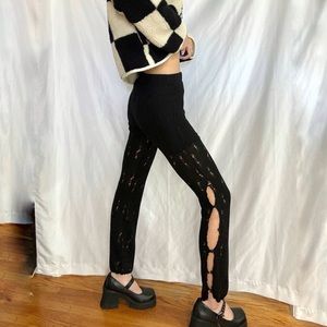 The Source Unknown Diagonal Button Loose Knit Pants, Black